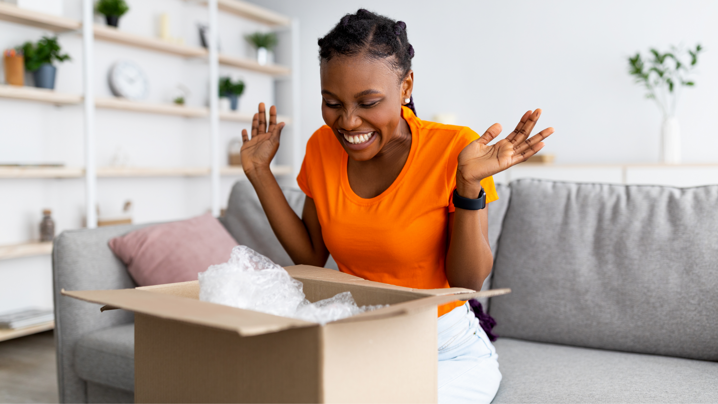 overjoyed african woman